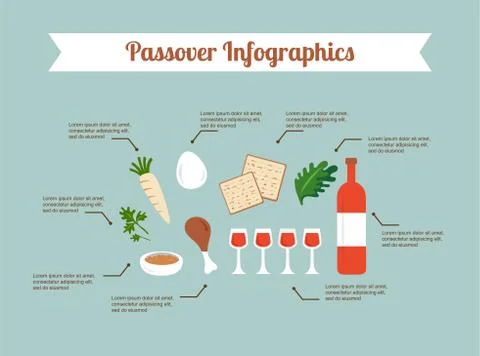 Passover seder flat icons Stock Illustration