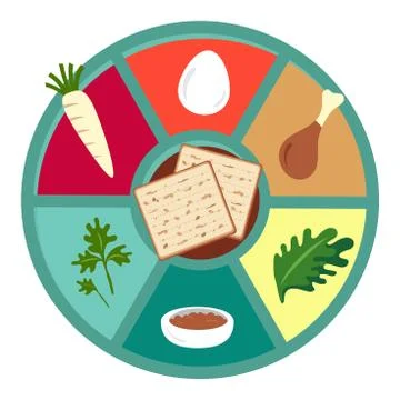 Passover seder flat icons Stock Illustration
