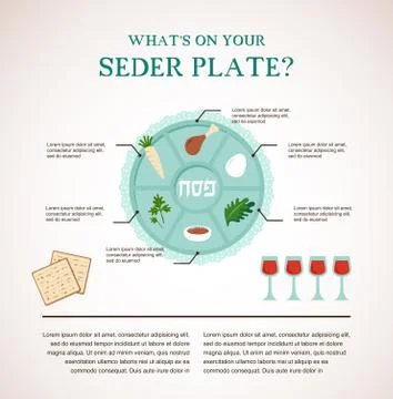 Passover seder flat icons Stock Illustration
