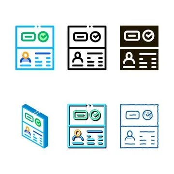Passport access variants icon vector outline Stock Illustration