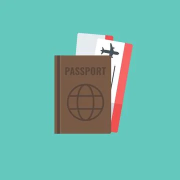 Passport And Airline Ticket Stack Travel Document Flat Stock Illustration