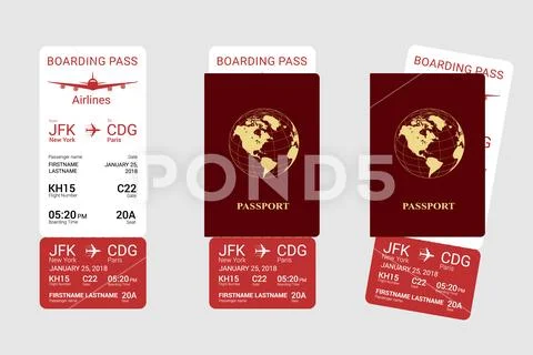Passport and boarding pass Stock Illustration