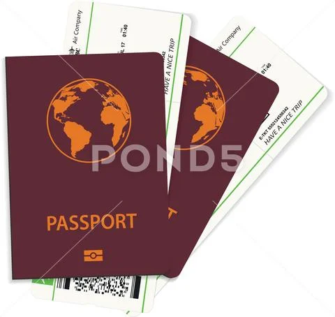 Passport and boarding pass tickets Stock Illustration