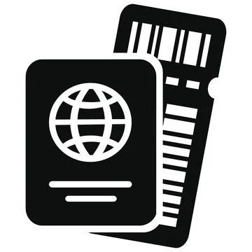 Passport and Boarding Pass Vector Icon Stock Illustration