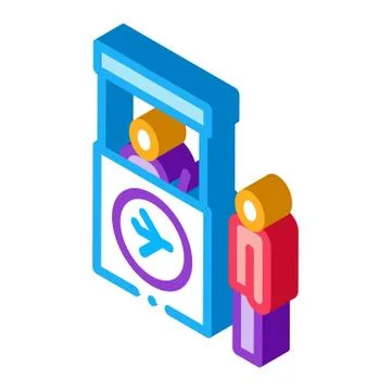 Passport And Customs Control isometric icon vector illustration Stock Illustration