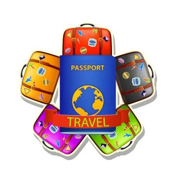 Passport and plane Stock Illustration