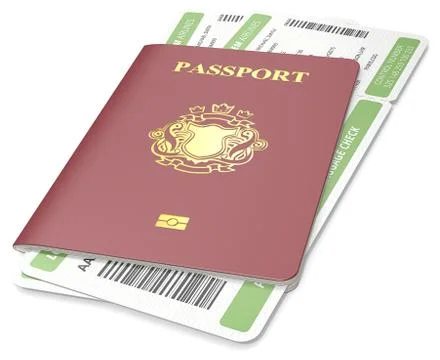 Passport and ticket. Stock Illustration