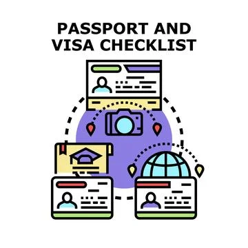 Passport and visa checklist preparing for international travel Stock Illustration