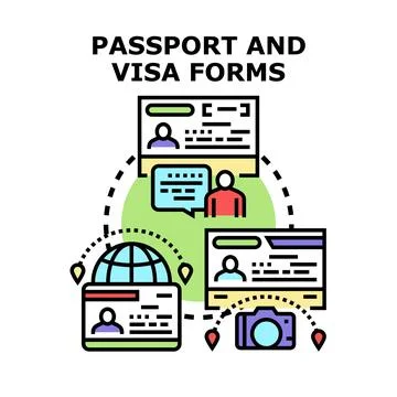 Passport and visa forms application process concept Stock Illustration