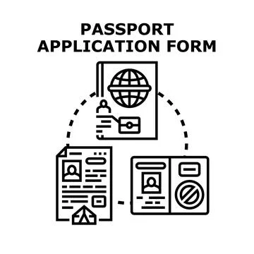 Passport application form process global travel document Stock Illustration