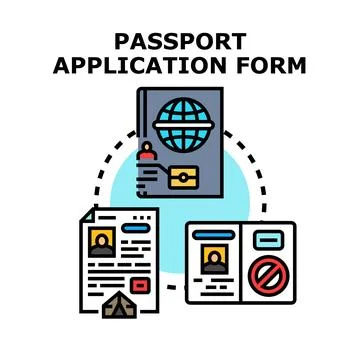 Passport application form process global travel document Stock Illustration