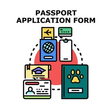 Passport application form vector concept illustrating travel documents Ilustración de archivo