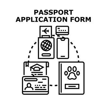 Passport application form vector concept illustrating travel documents Stock Illustration
