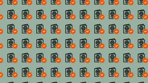 Passport Approval Pattern - Seamless Background for Travel Documents. Stock Footage 325403379