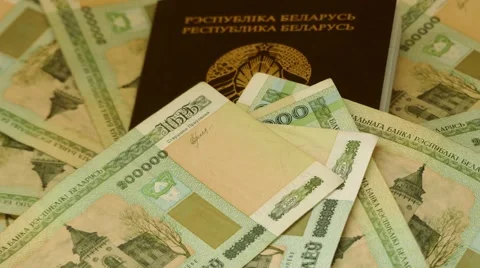 Passport of Belarus with rubles Stock Footage 67967347