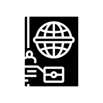 Passport biometric glyph icon vector illustration Illustrazione stock