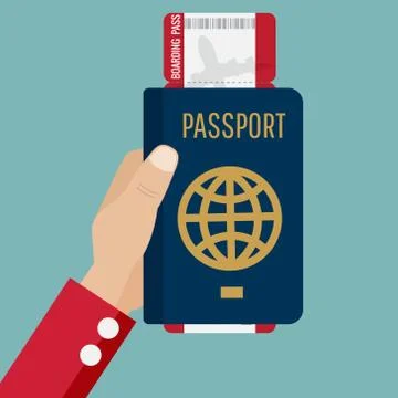 Passport with boarding pass in hand vector illustration Illustrazione stock