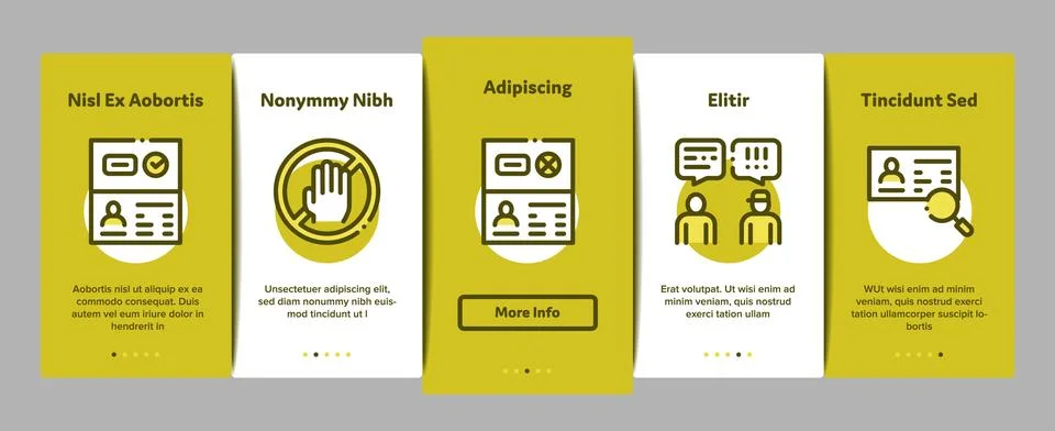 Passport Control Check Onboarding Elements Icons Set Vector Illustrazione stock