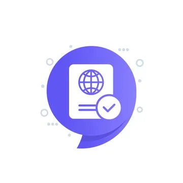 Passport control icon with check mark Stock Illustration