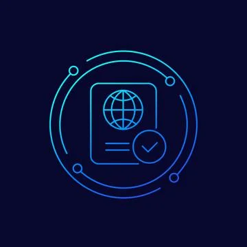 Passport control icon, linear design Illustrazione stock