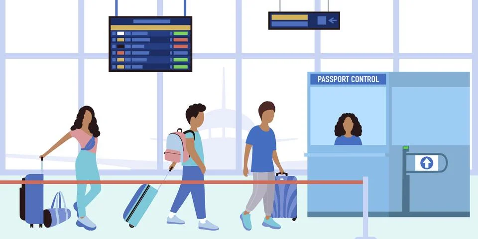 Passport control Stock Illustration