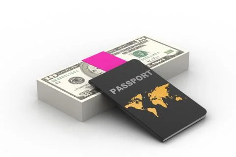 Passport with currency Free Stock Illustration