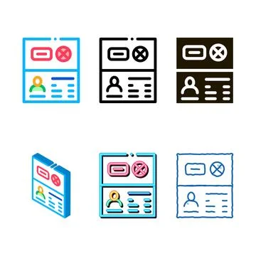 Passport denial icon vector outline variations Stock Illustration