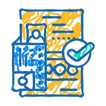 Passport document approve icon doodle illustration Illustrazione stock