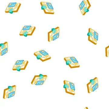 Passport document approve isometric icon seamless pattern Illustrazione stock