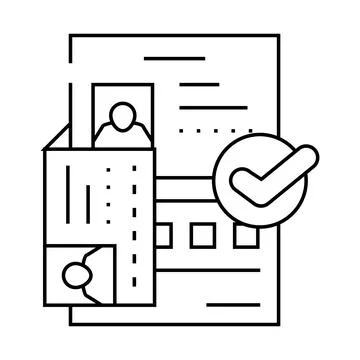 Passport document approve line icon vector illustration Stock Illustration