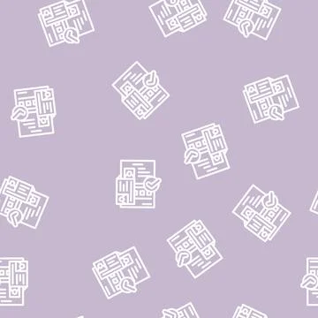 Passport document approve line vector seamless pattern イラスト素材