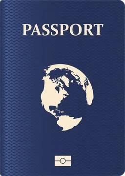 Passport document cover with globe graphic for travel, identification, and .. Illustrazione stock