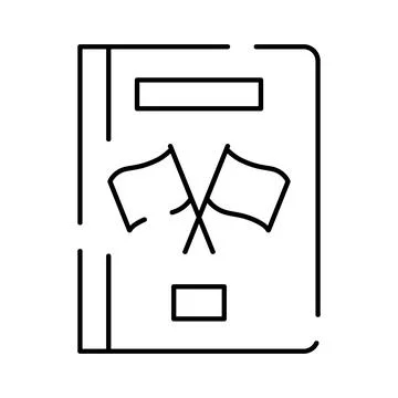 Passport document with crossed flags indicating international travel Stock Illustration