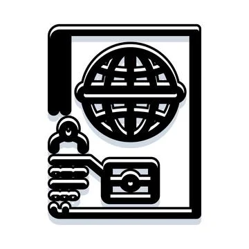 Passport document with globe icon and identity data Stock Illustration