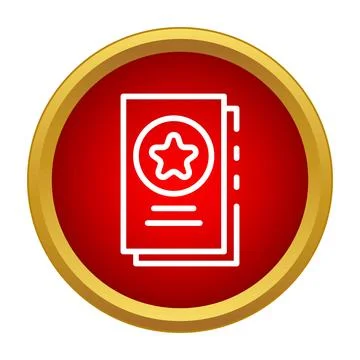 Passport document identification icon with star in red circle Stock Illustration