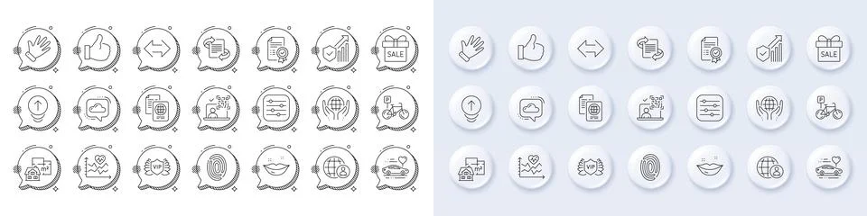 Passport document, Security statistics and Filter line icons. For web app Stock-Illustration