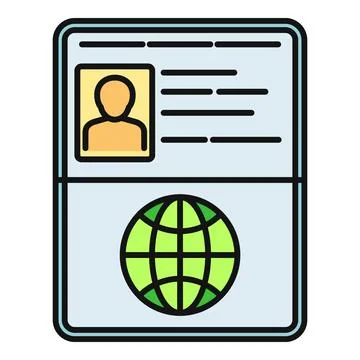 Passport document showing identity information and global travel 库存插图