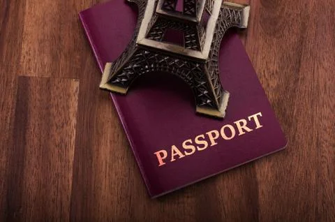Passport with Eiffel Stock Photos