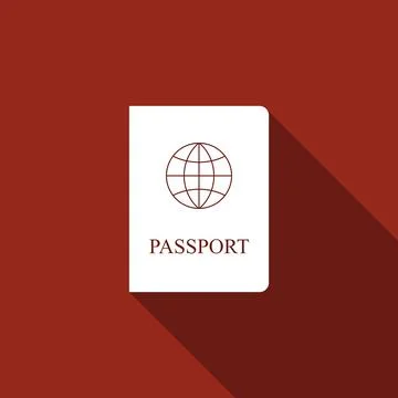 Passport flat icon with long shadow. Vector Illustration 스톡 일러스트