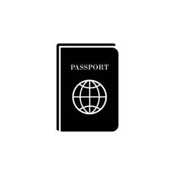 Passport icon in black on isolated white background. EPS 10 vector. Stock Illustration
