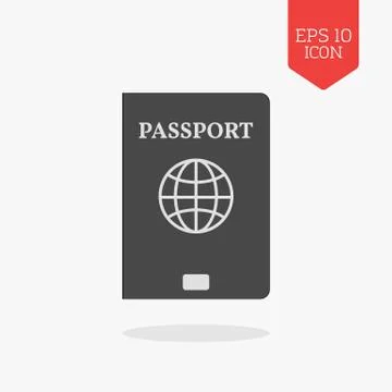 Passport icon. Flat design gray color symbol. Modern UI web navigation, sign. Stock Illustration