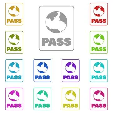Passport icon in multi color. Simple glyph vector of summer set for UI and UX Stock Illustration