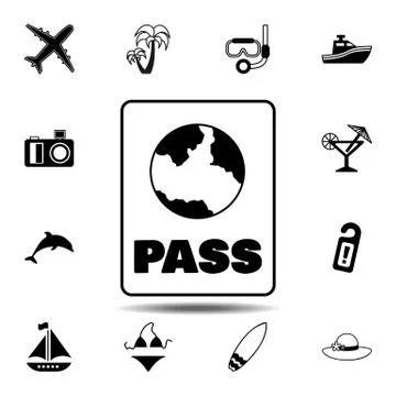 Passport icon. Simple glyph vector element of Summer icons set for UI and UX, Stock Illustration