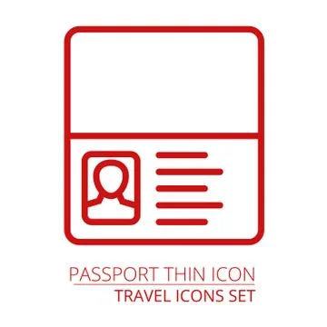 Passport icon thin line simple outlines Stock Illustration