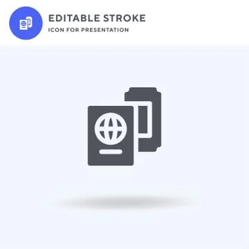 Passport icon vector, filled flat sign, solid pictogram isolated on white, lo Illustrazione stock