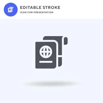 Passport icon vector, filled flat sign, solid pictogram isolated on white, logo Illustrazione stock