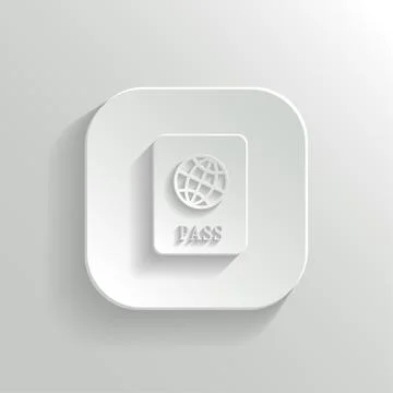 Passport icon - vector white app button Stock Illustration
