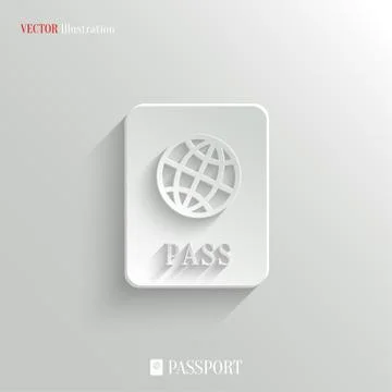 Passport icon - vector white app button Stock Illustration