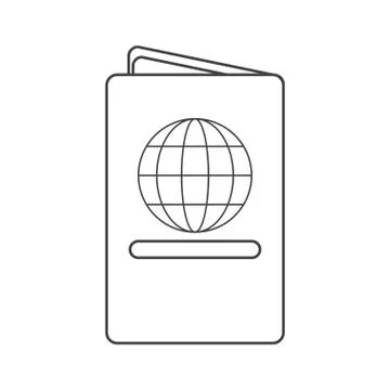 Passport identication document travel thin line Stock Illustration