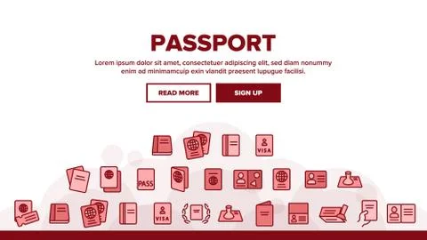 Passport Landing Header Vector Stock Illustration